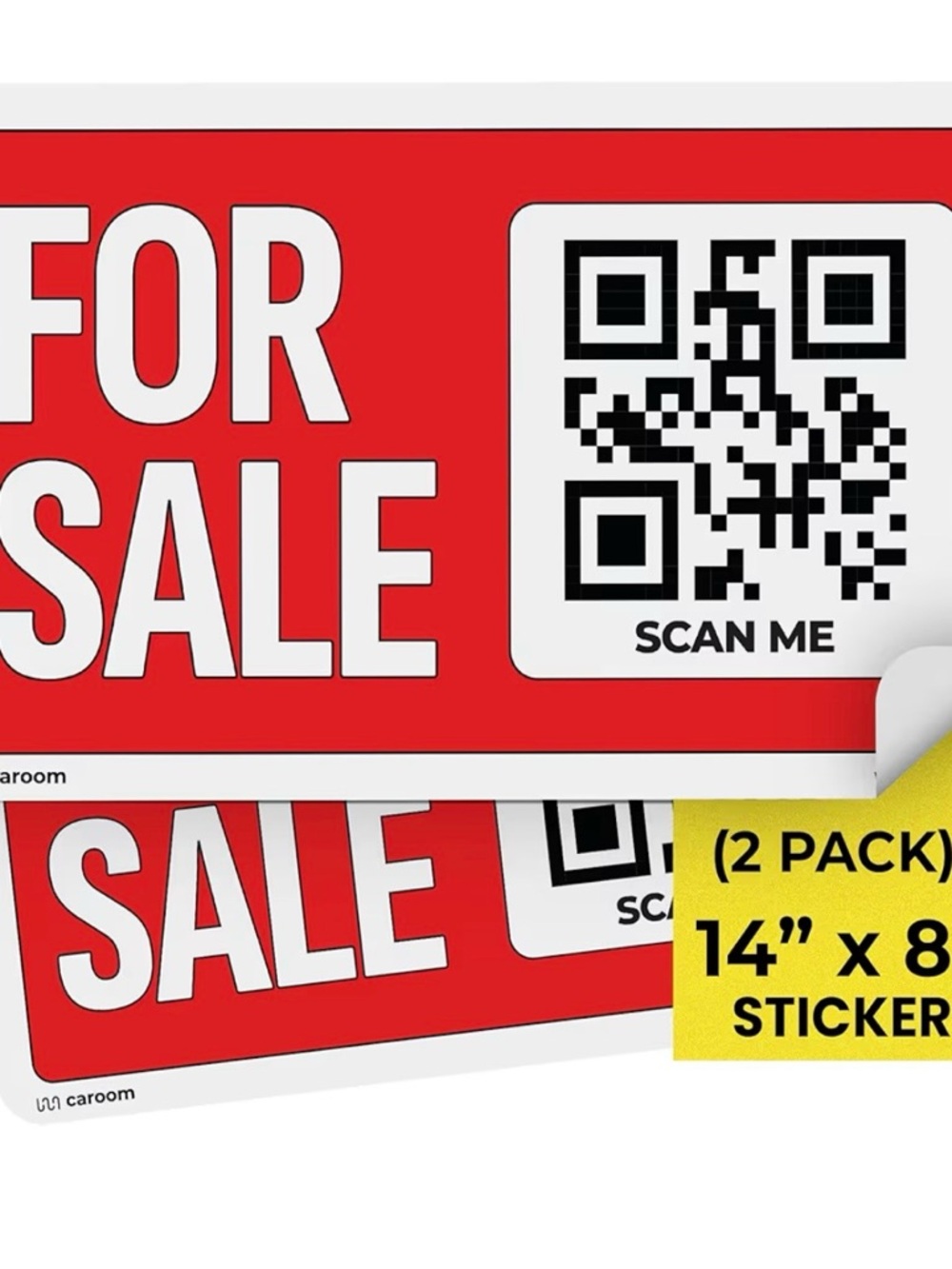 New  14'' x 8'' for Sale Sign Car Property (Self-Adhesive, 2-Pack)